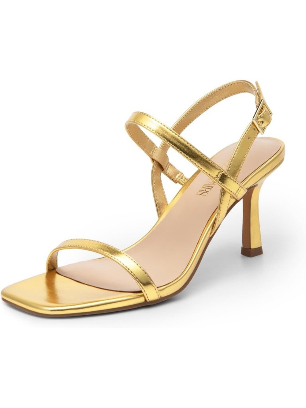 Dream Pairs Women's Gold Pu Square Open Toe Slingback Heels Ankle Strappy Sandal
